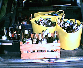 empty bottles in car