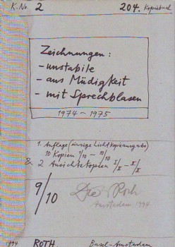 Roth 204 Copy Book Kopiebuch Zeichnungen Unstabile Aus
        Mudigkeit Mit Sprechblasen 1974 75.JPG